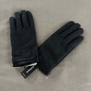 🆕 Express Black and Gray Men's leather/poly Gloves one size